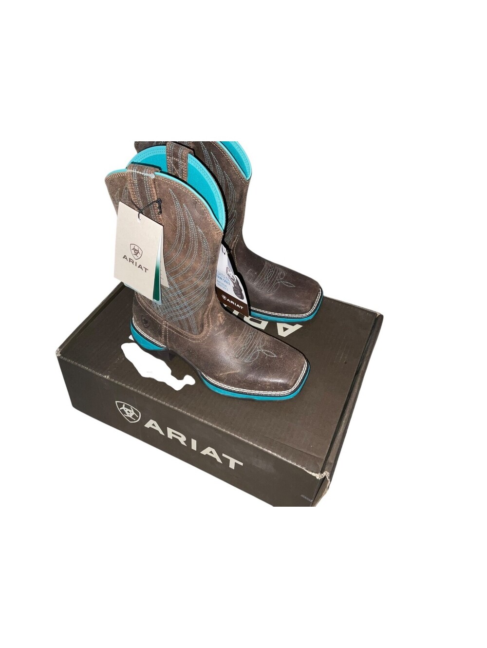 New! Women's 6B Ariat Anthem Java Brown/Turquoise Western Boots 10027247